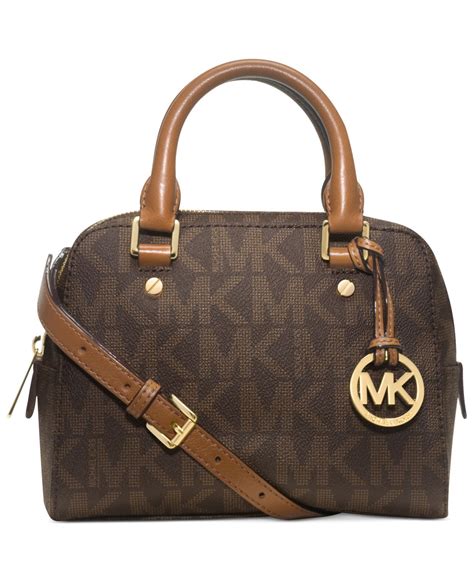 michael kors brown signature satchel|brown handbags michael kors.